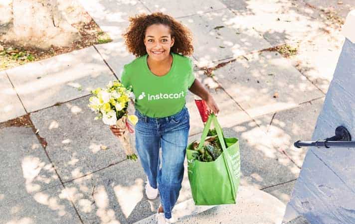 woman delivering for Instacart so she can get paid to walk