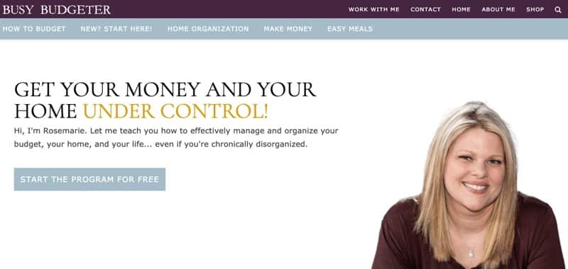 screenshot from the busy budgeter as an example of one of the money saving blogs for moms