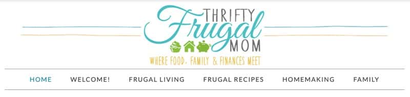 screenshot from thrifty frugal mom as an example of one of the frugal mom blogs