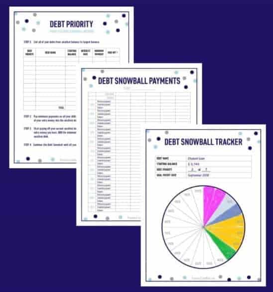 Debt snowball coloring sheet and tracker