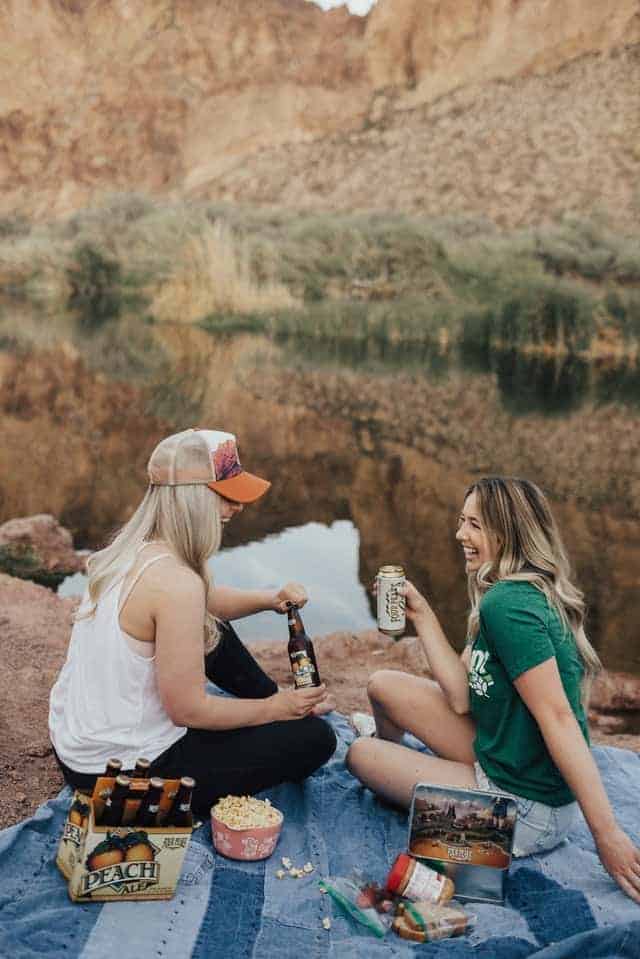 two friends having a picnic