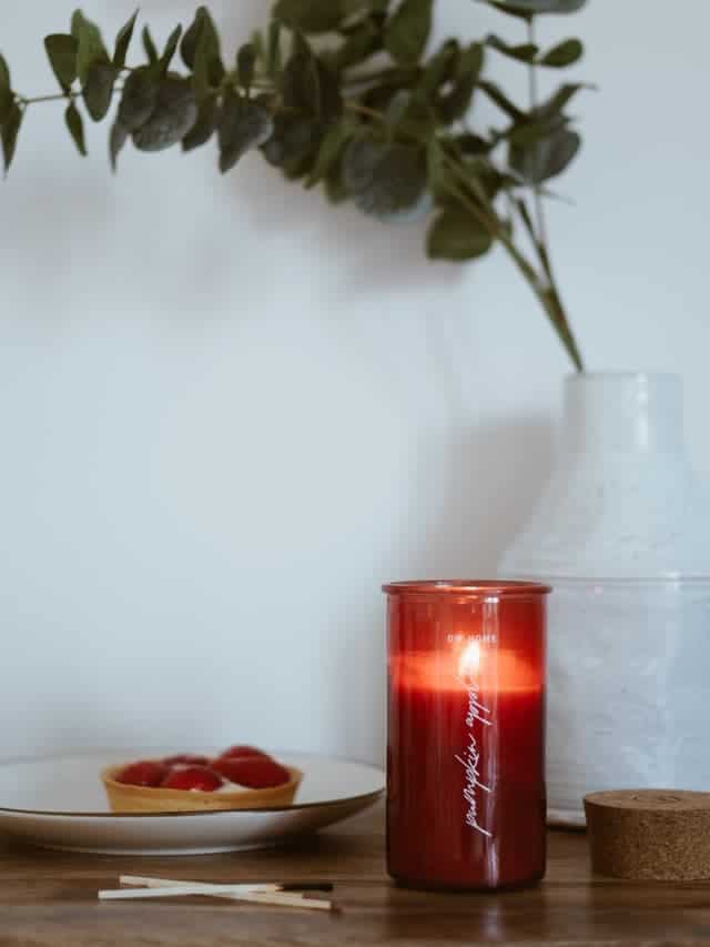 candle on table