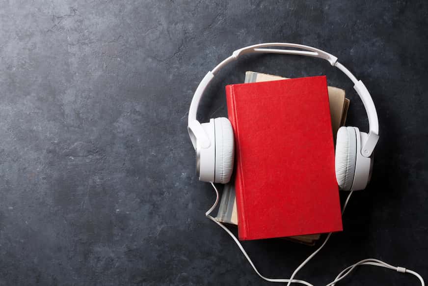 book with headphones on it