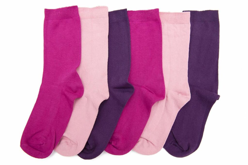 different pairs of colored used socks