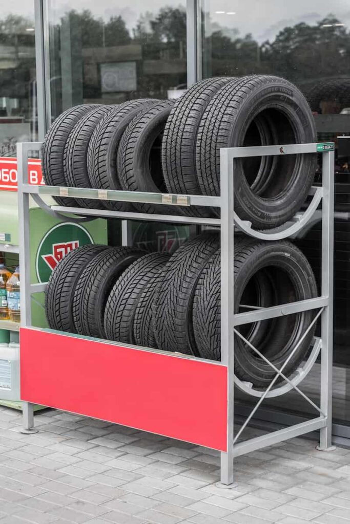 used tires in a tire shop for sale
