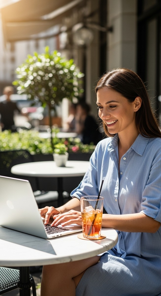 woman working on her laptop