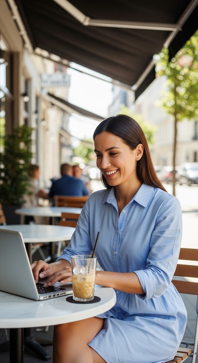 woman working on her laptop