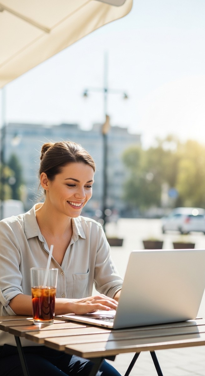 woman working on her laptop