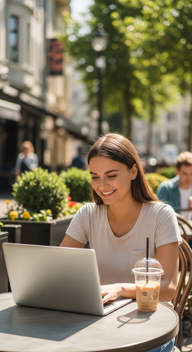 a woman working on her laptop to work from home