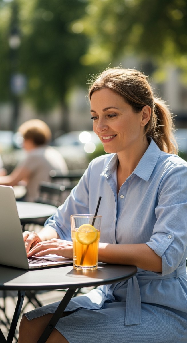 a woman working on her laptop for blogging