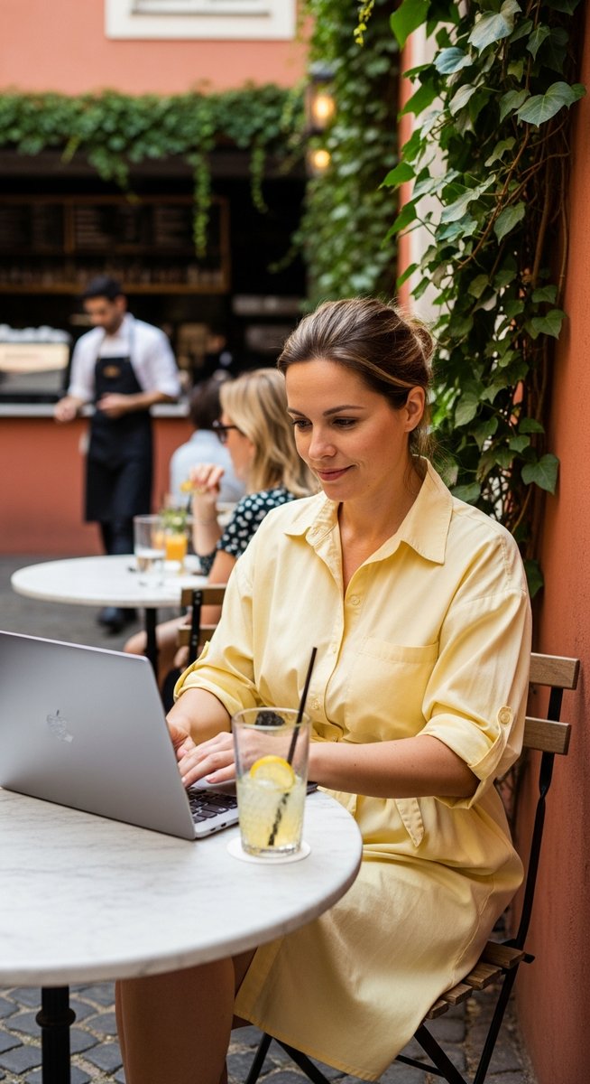 woman working on her laptop