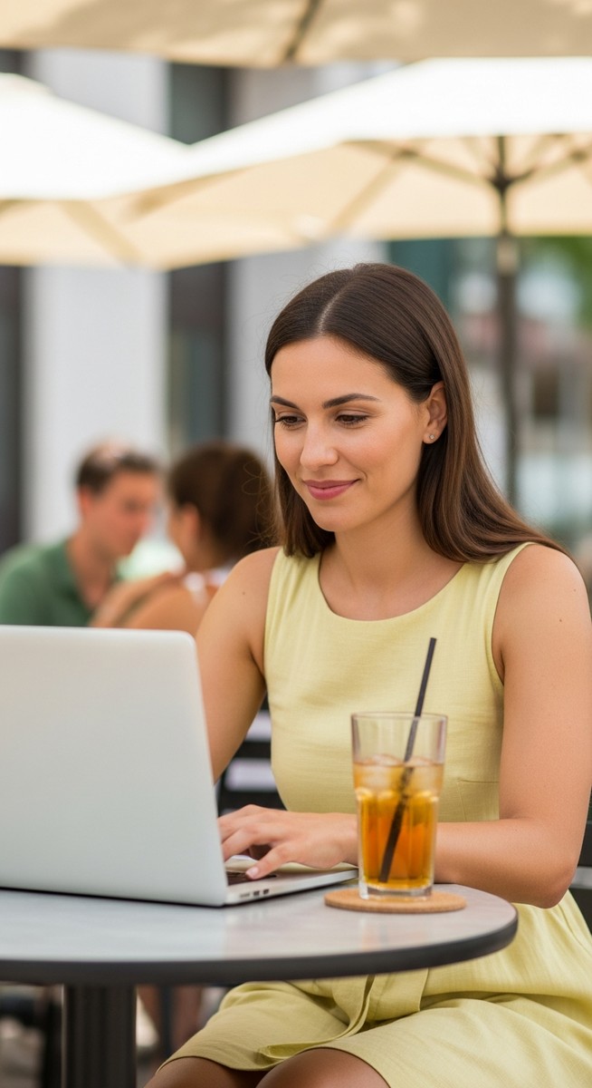 a woman working on her laptop for blogging