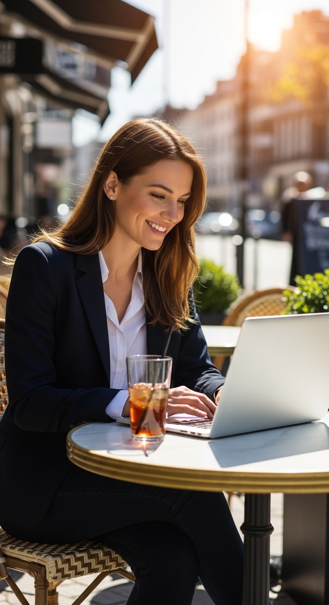 woman working on her laptop