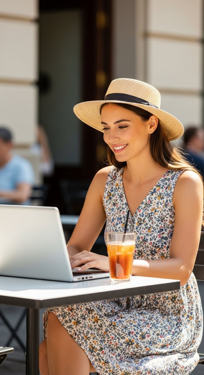 woman working on her laptop