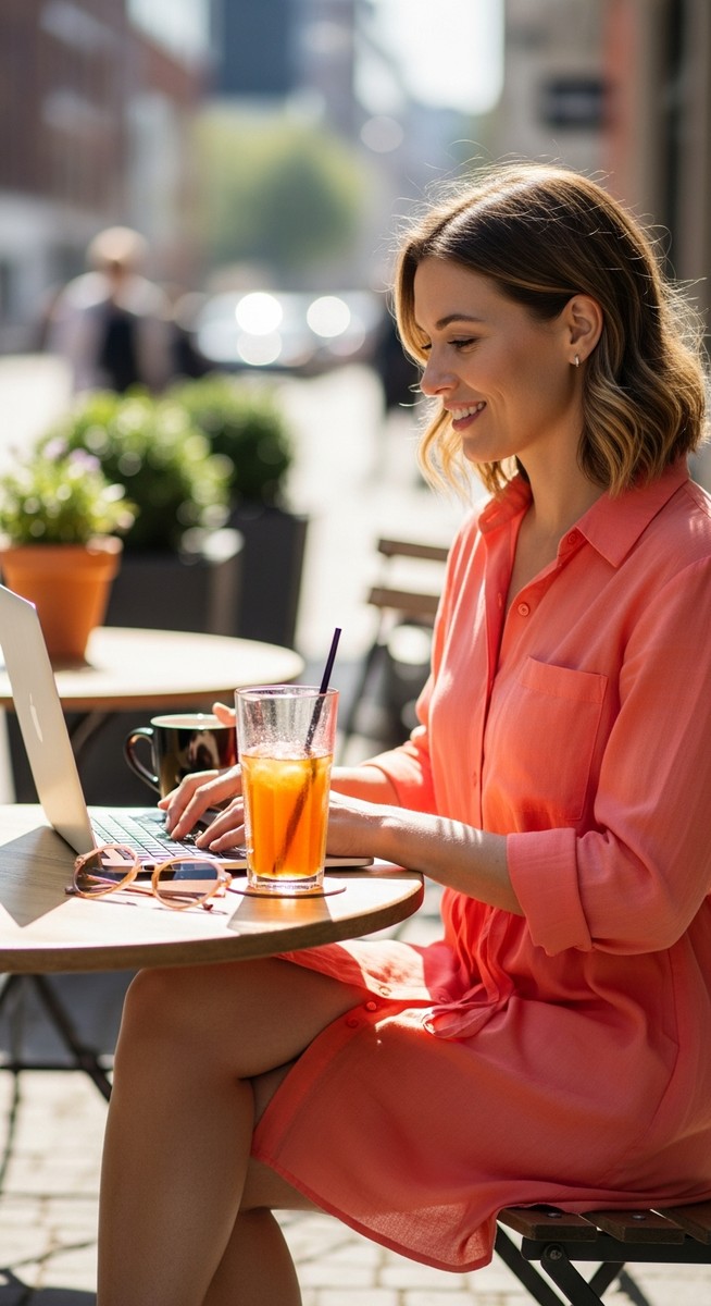 a woman working on her laptop for blogging