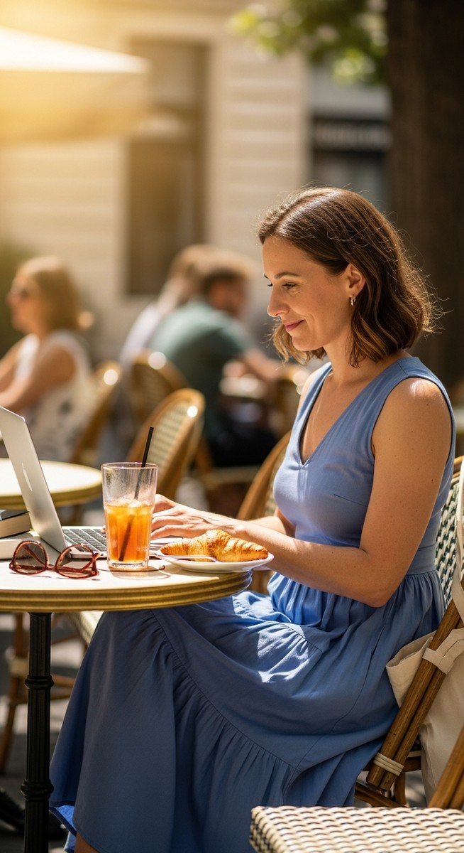 woman working on her laptop