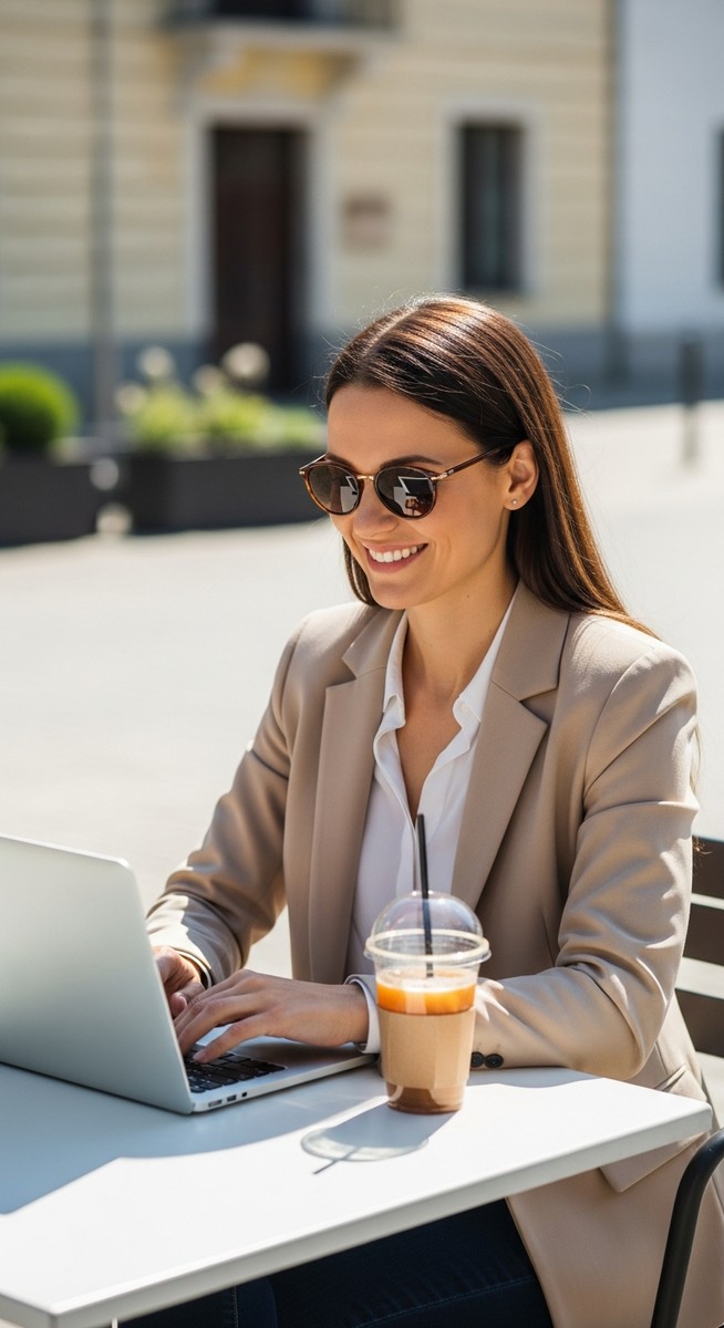 woman working on her laptop