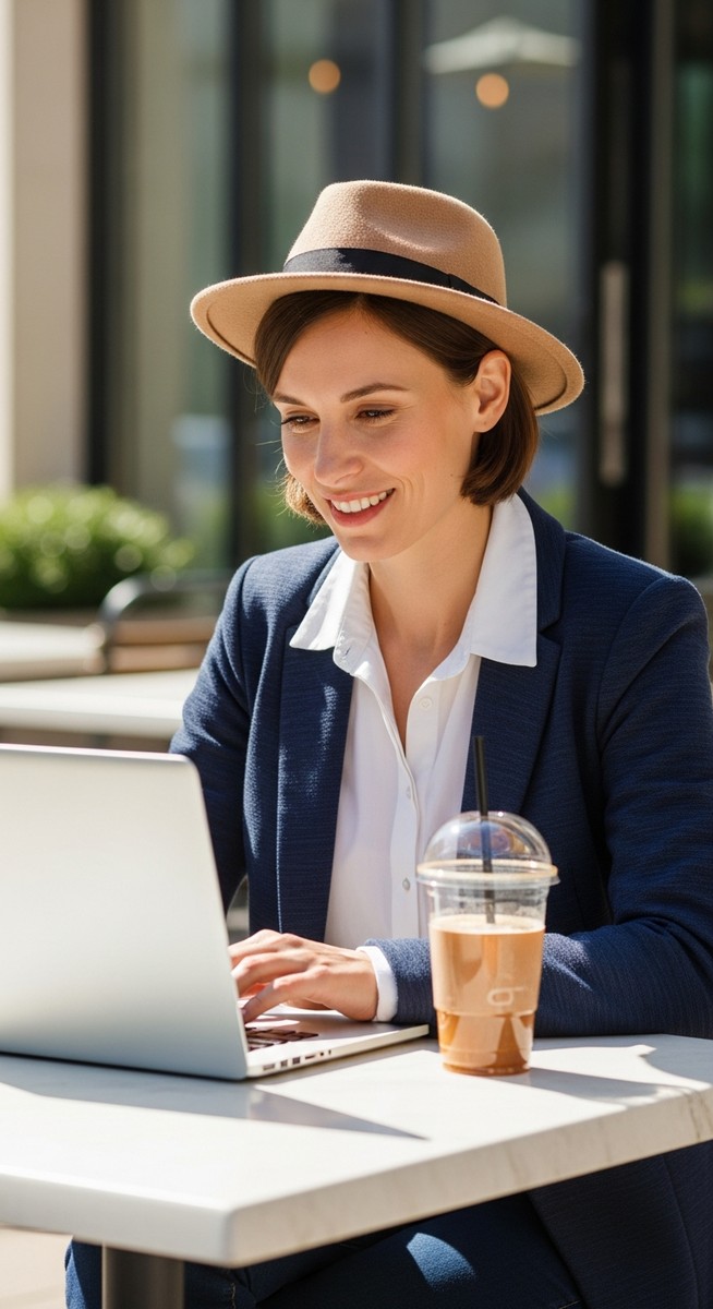 woman working on her laptop