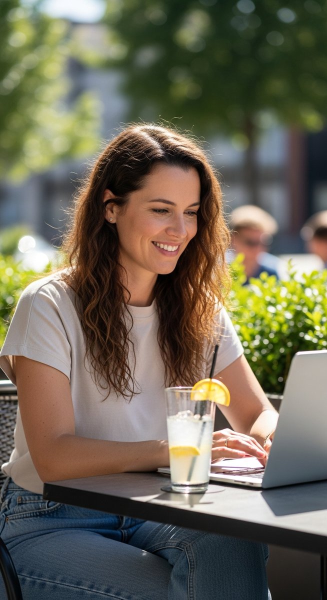 woman working on her laptop