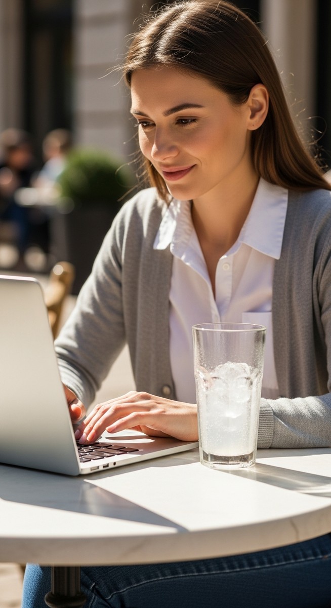 woman working on her laptop