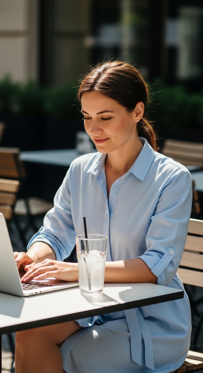 woman working on her laptop