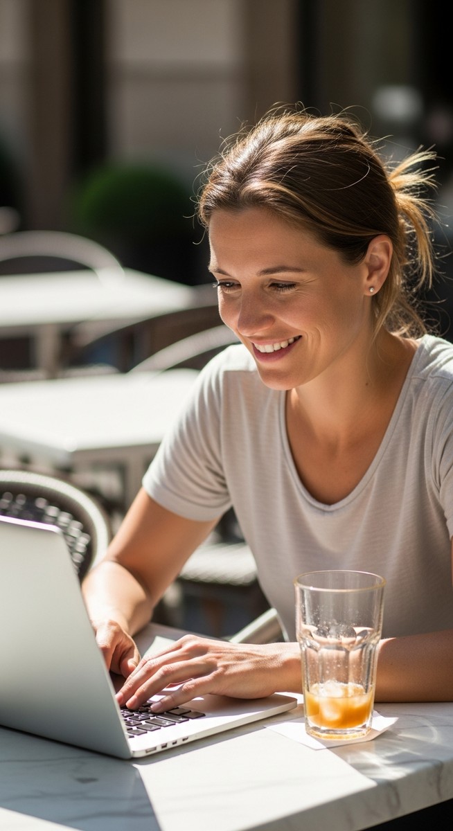 woman working on her laptop