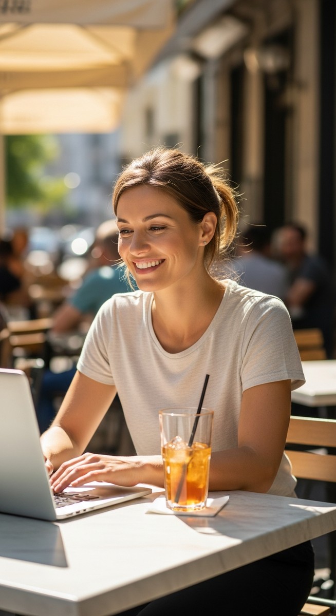 woman working on her laptop