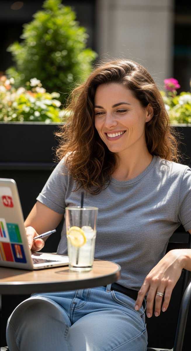 woman working on her laptop