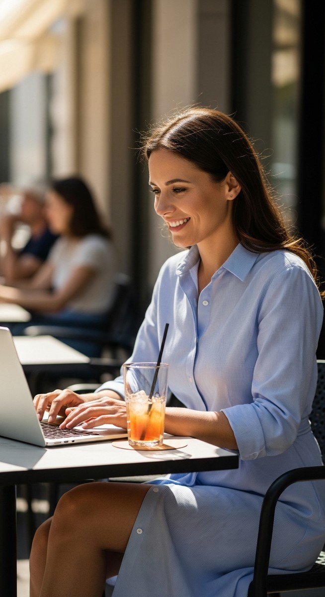 woman working on her laptop
