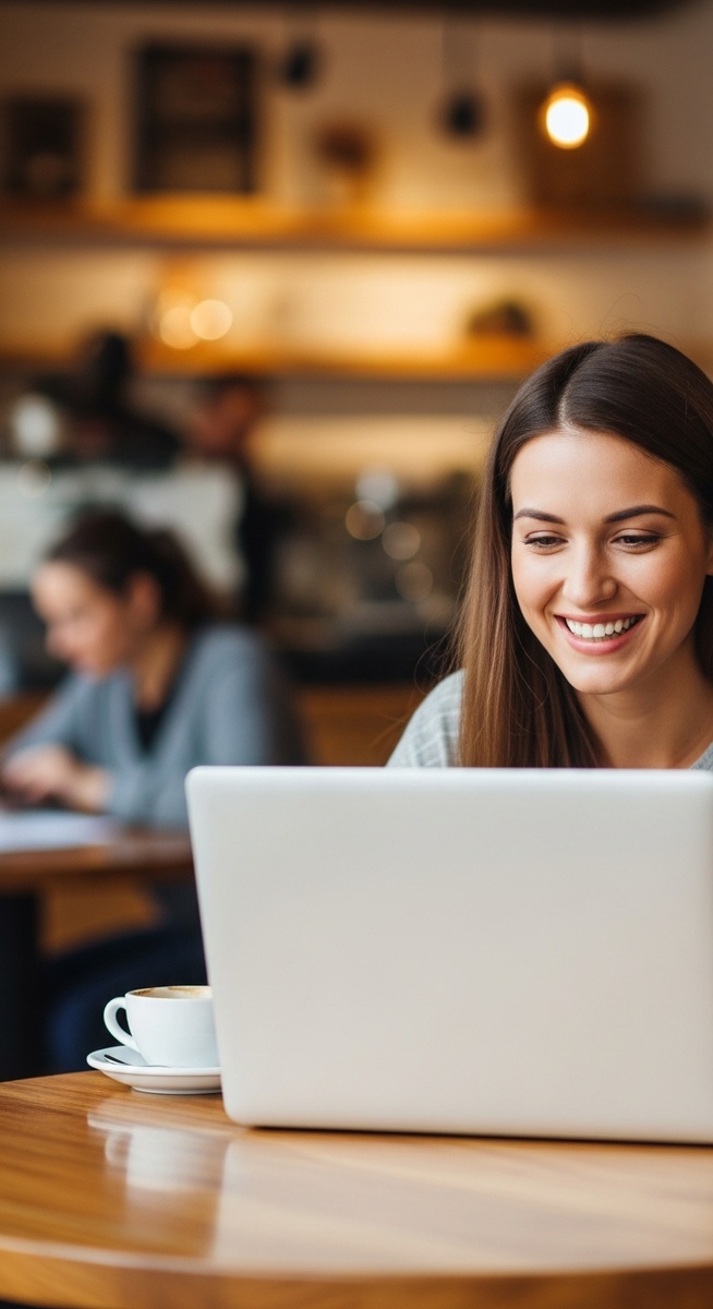 a woman working happily on her laptop to make $100 a day