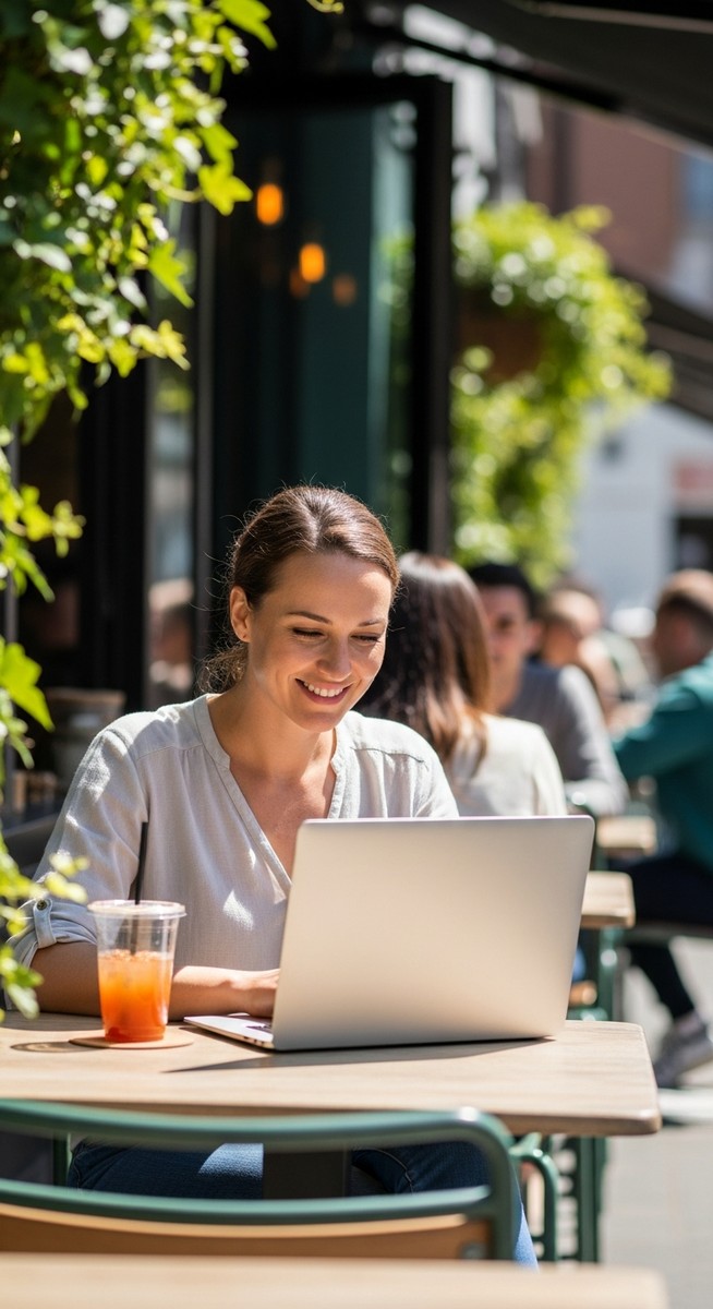woman working on her laptop