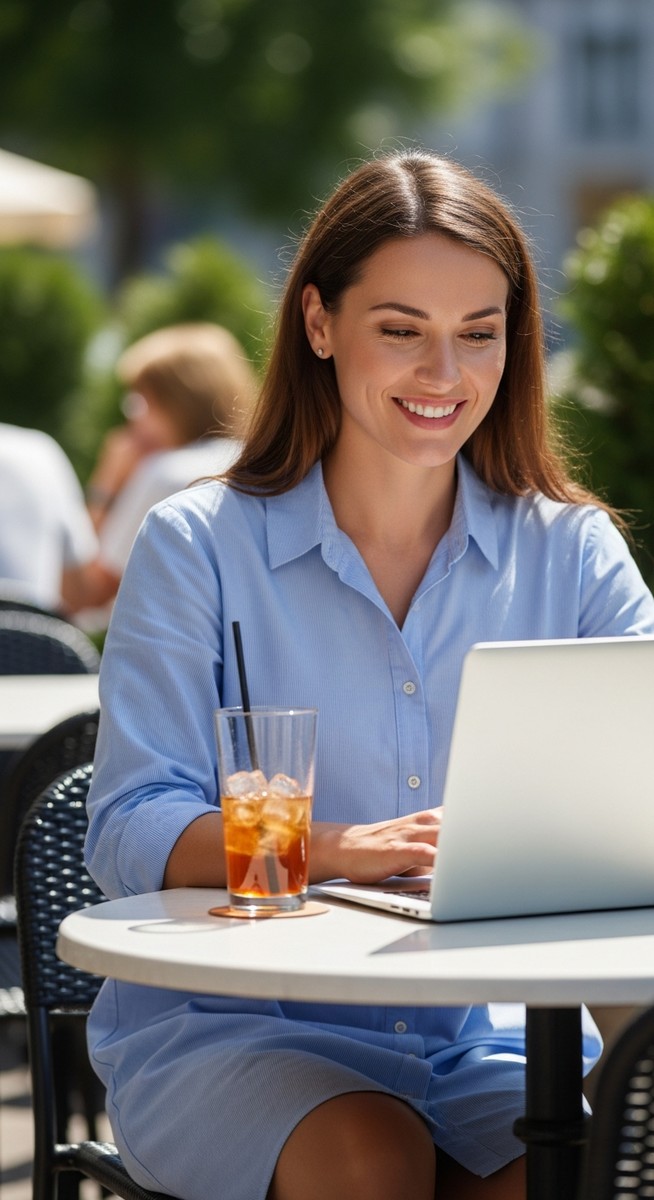 woman working on her laptop
