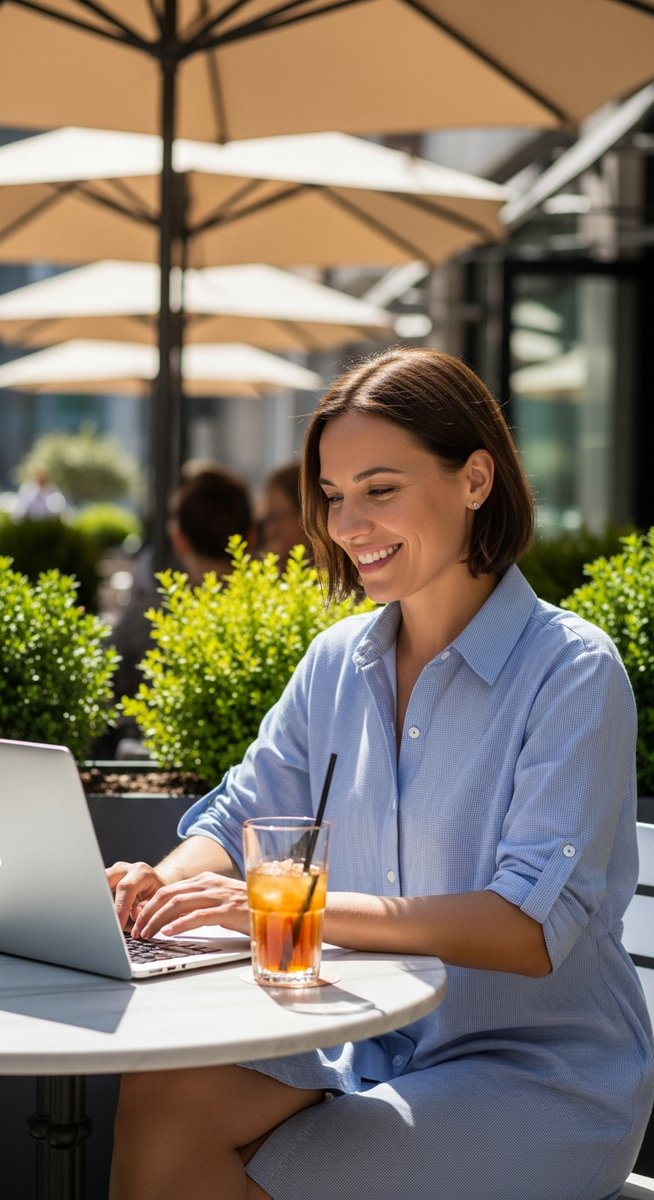 woman working on her laptop