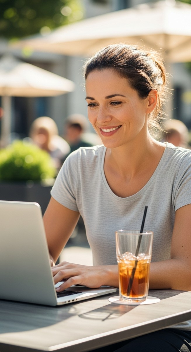 woman working on her laptop