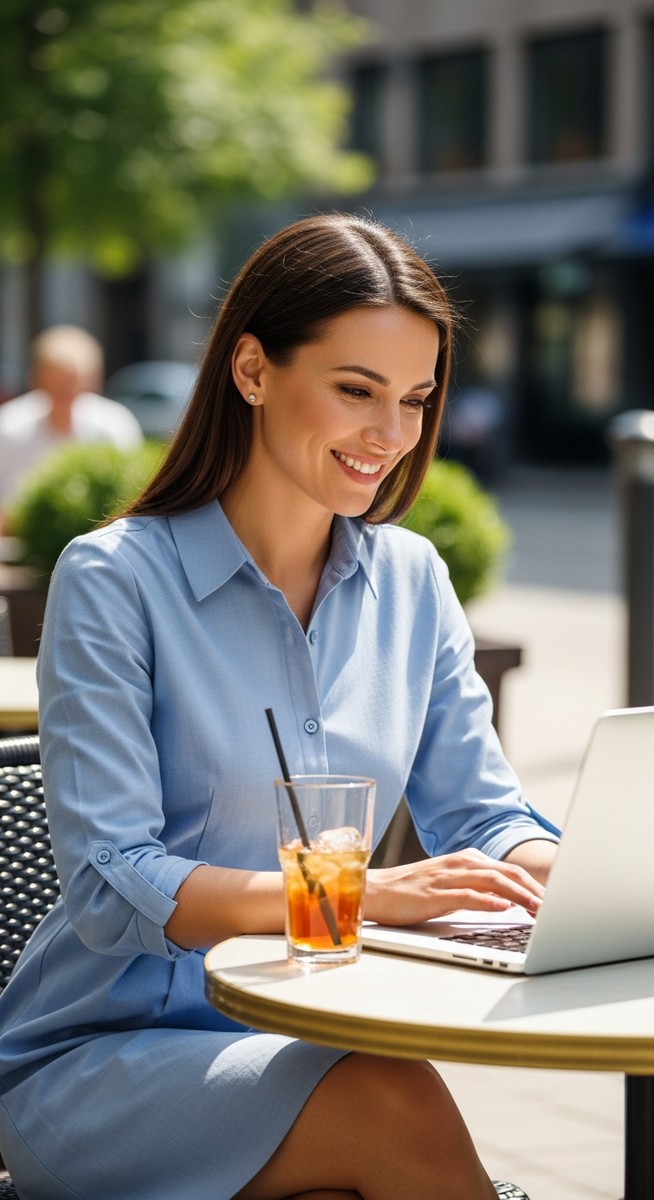 woman working on her laptop