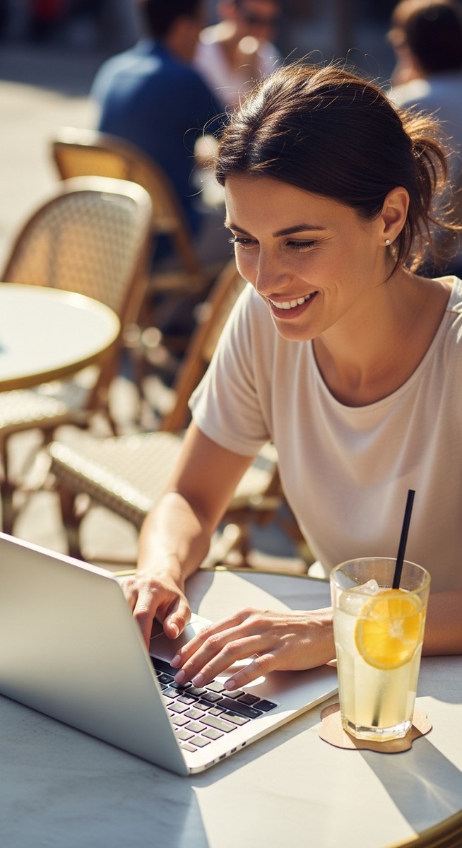 woman working on her laptop