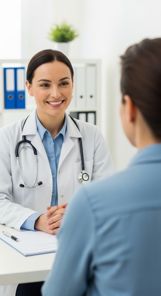 a woman doctor with a stethoscope talking to a patient to make serious money