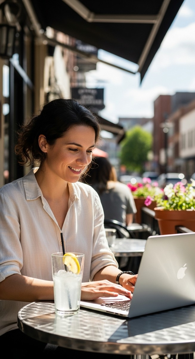 woman working on her laptop