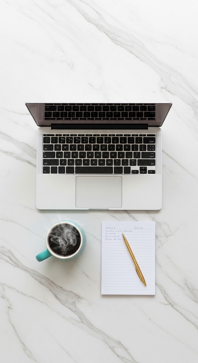 a flatlay of a laptop and teal mug on a marble surface to make $200 a day