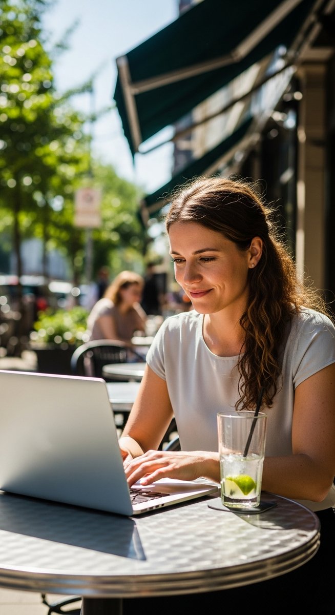 woman working on her laptop