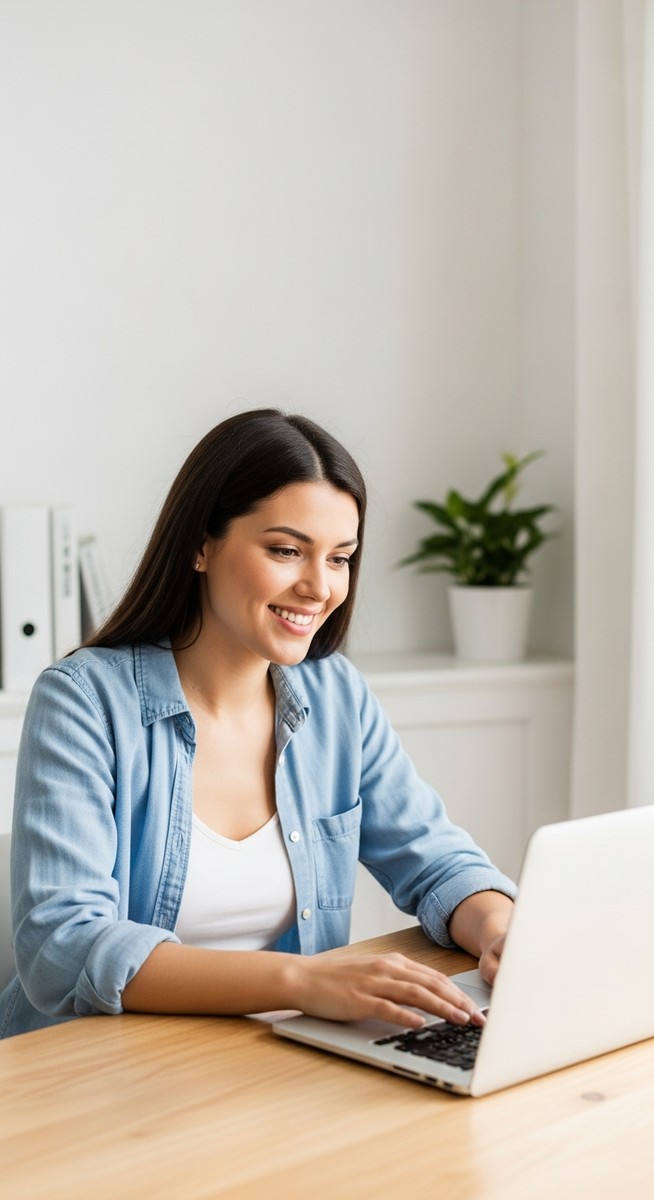 a woman looking satisfied at her laptop screen at home to make an extra $500