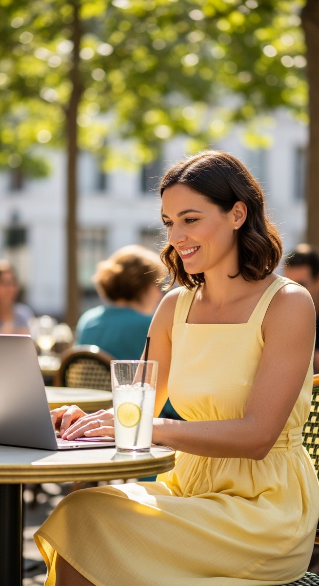 a woman working on her laptop to make money
