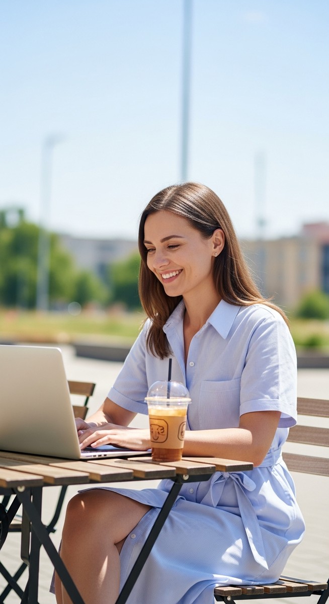 woman working on her laptop