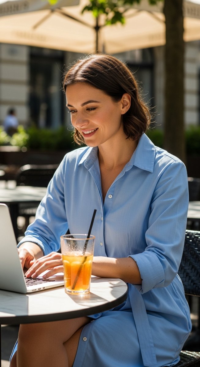 a woman working on her laptop on maternity leave