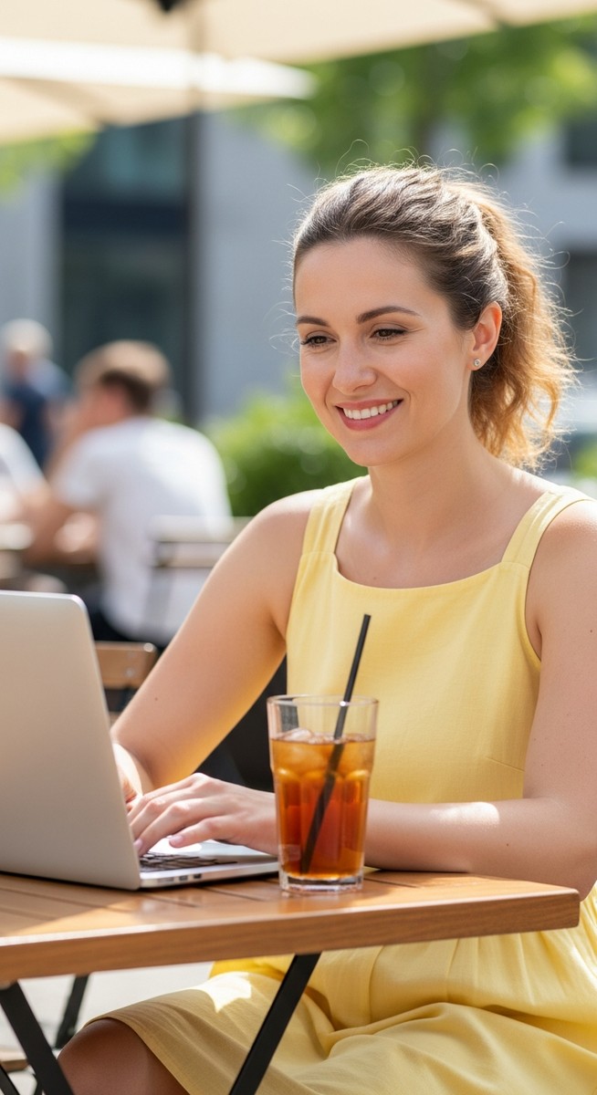 a woman working on her laptop to make money