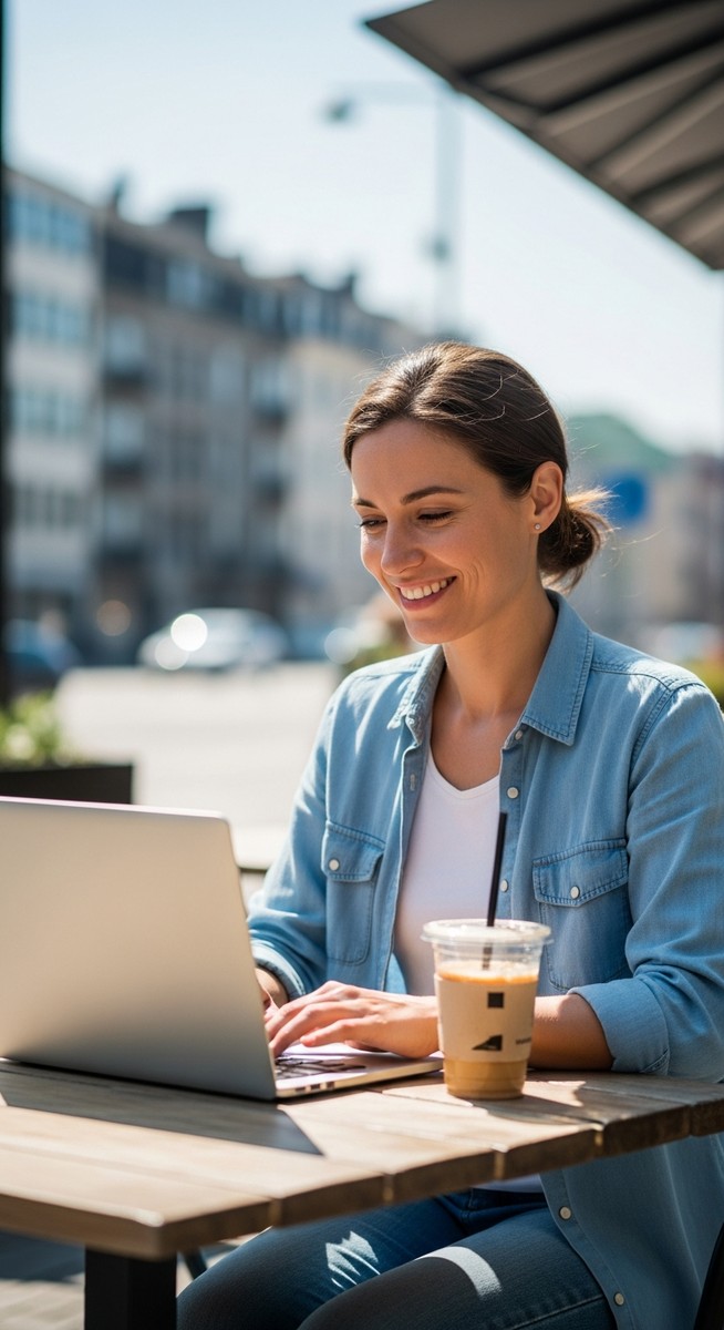woman working on her laptop