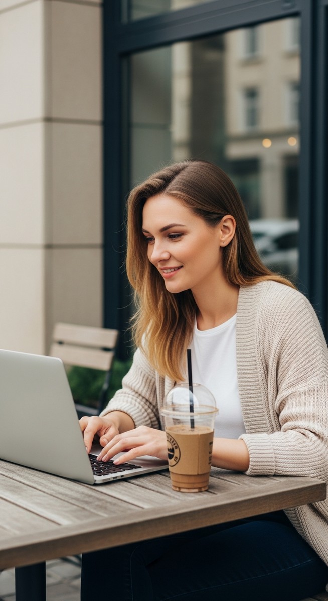 a woman working on her laptop for earning with surveys