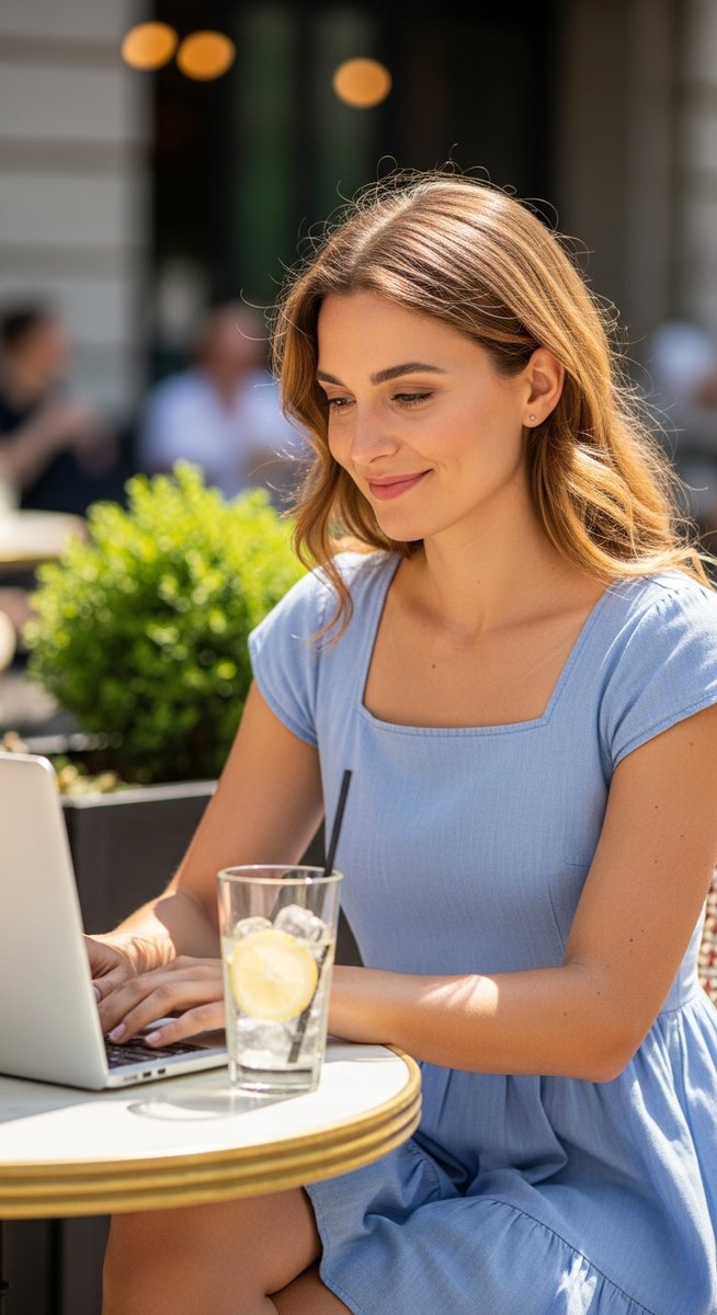 a woman working on her laptop to make money