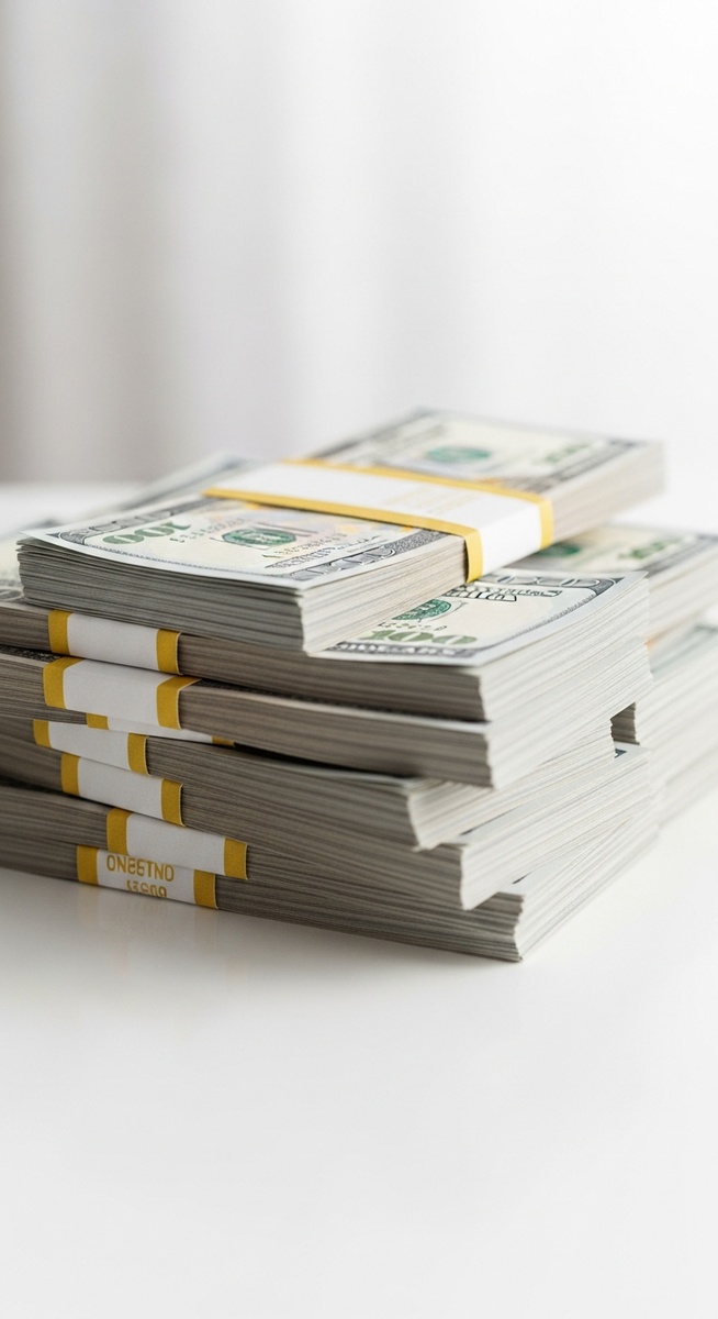 large pile of banknotes stacked on a white surface