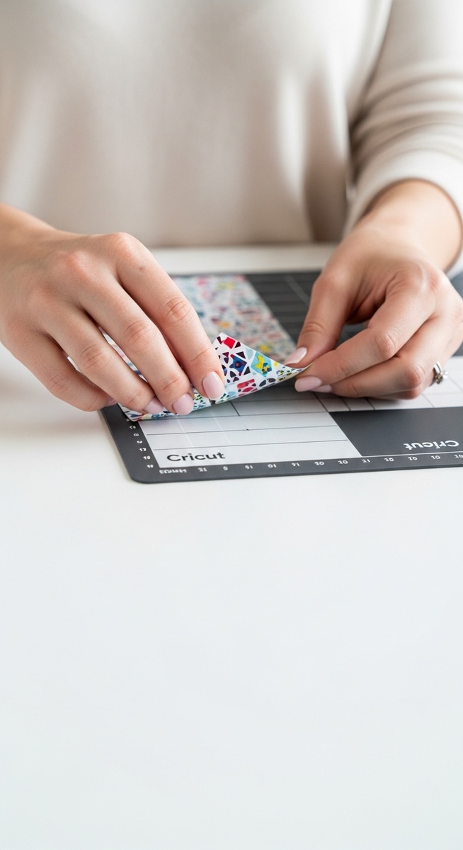 a hands peeling a vinyl design off a Cricut cutting mat to make money